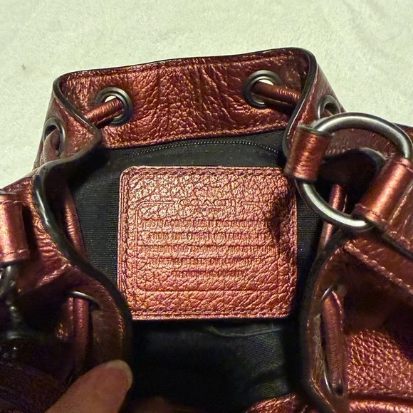 Coach Metallic Garnet Red Mickie Drawstring Crossbody Bag W/Gun Metal Hardware - Picture 6 of 7